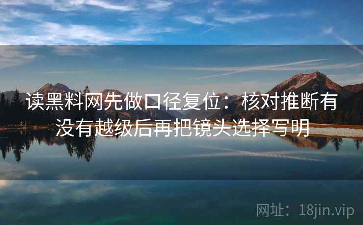 读黑料网先做口径复位：核对推断有没有越级后再把镜头选择写明